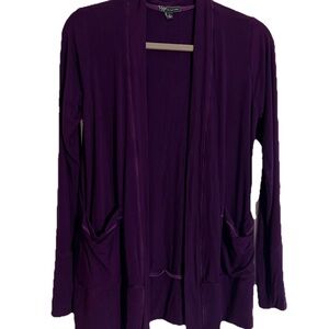 ggo Girls Gone Organic Bamboo Open Cardigan Sweater Womens Small Knit Purple